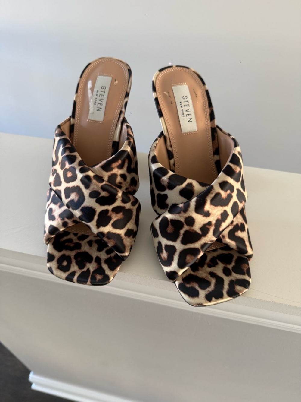 Seven7 Leopard Print Crossband Slide Mules - Brown & Black